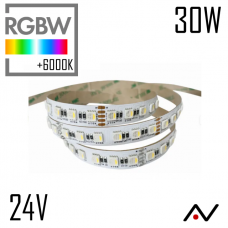 Ruban 24V RGB+6000K 96 LED 5050/M