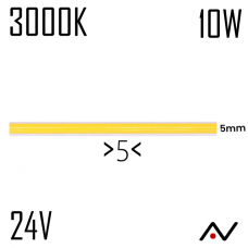 Ruban led COB Slim blanc chaud 24V 10W/M