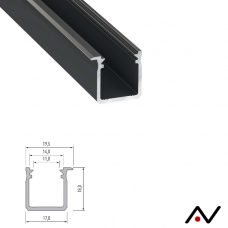 Profilé à encastrer noir type J 2 Mètres