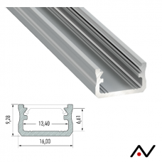 Profilé aluminium type 16x9,2mm 2 Mètres