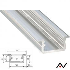 Profilé à encastrer type B Aluminium 21x9mm 2 Mètres