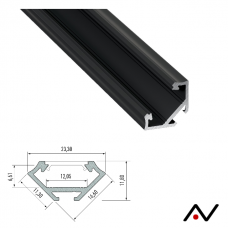 Profilé d'angle anodisé noir type C 23,3mm 2 Mètres