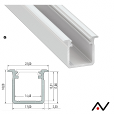 Profilé à encastrer blanc Type G 18mm 2 Mètres