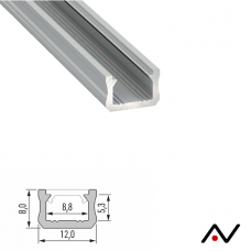 Profilé fin aluminium type X 12x8mm 2 Mètres