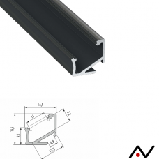 Profilé d'angle type H noir 2 Mètres