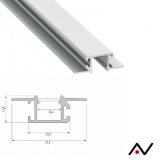 Profilé à encastrer type Mono aluminium 41,7x14,8mm 2 Mètres 