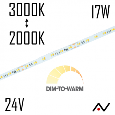 Ruban Dim to Warm 24V 120 LED 2835/M 17W 3000-2000K 5 Mètres