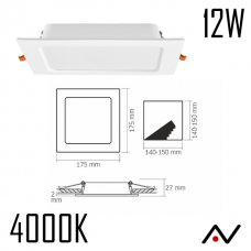 Panel carré 175x175mm 4000K 12W